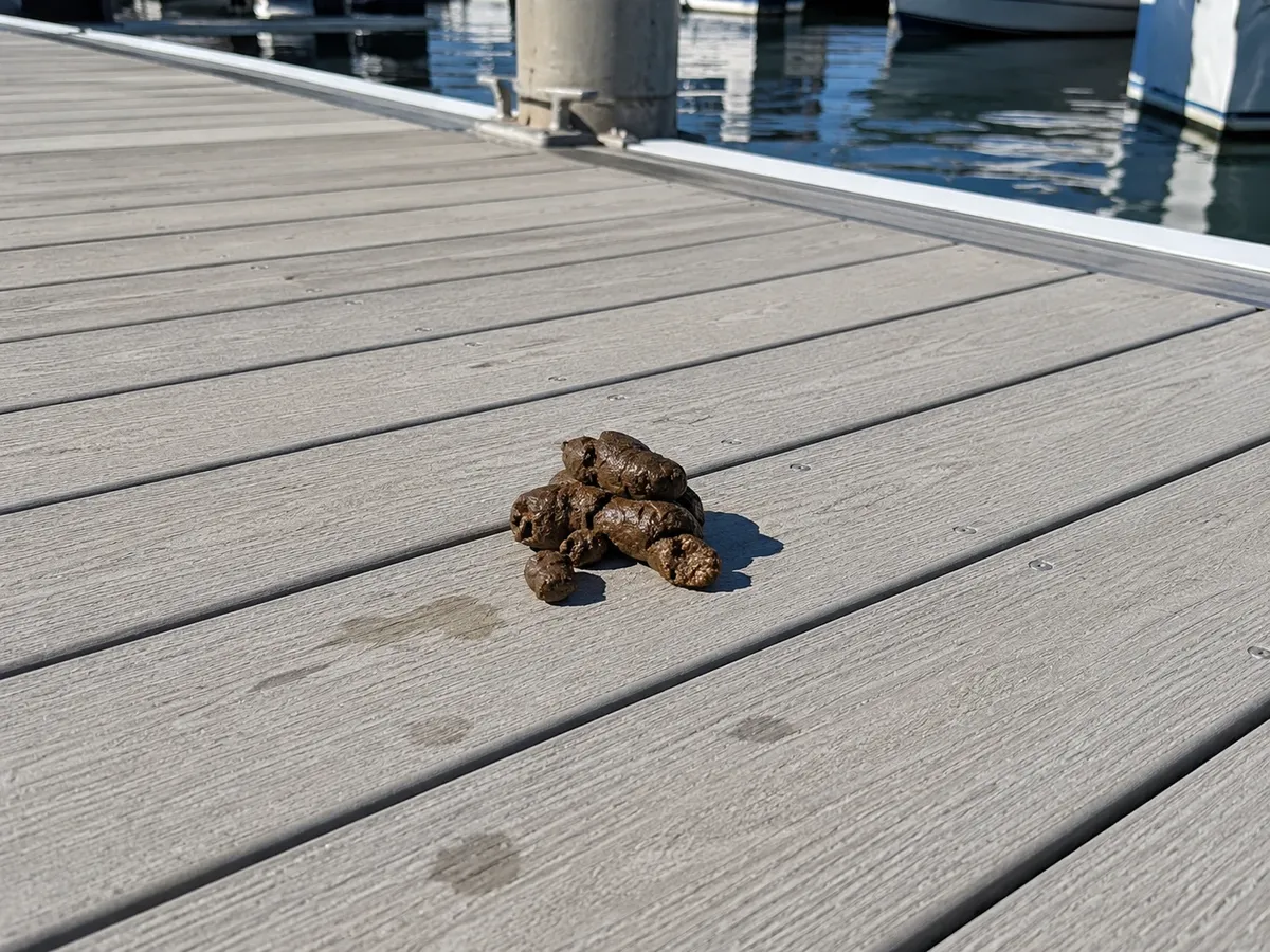 Photo of dog mess left on a dock walkway